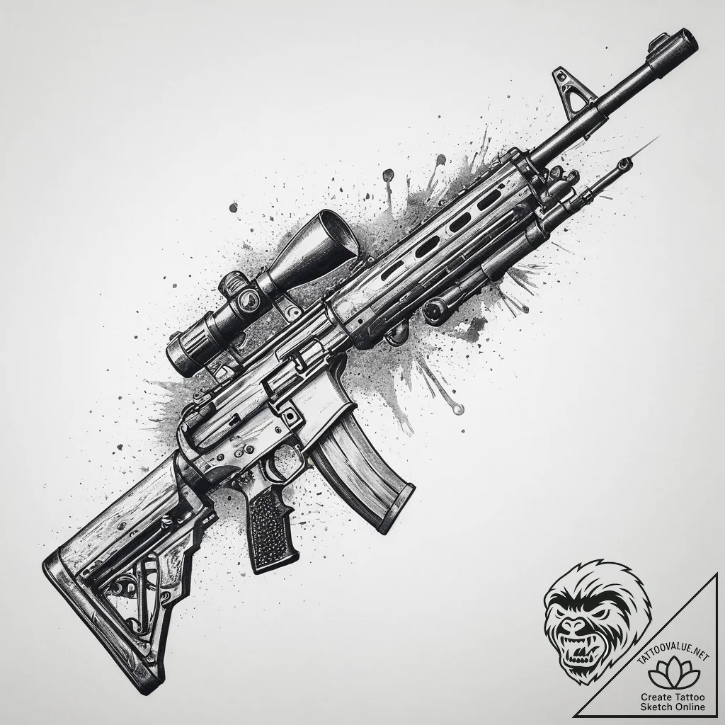 Tattoo sketch soldier rifle, tattoo line art,... - tattoo sketch (№1756405420_0, 28.08.2025 18:23) — tattoovalue.net