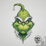 Tattoo sketch the grinch with a feather, conc… – tattoo sketch (№1756406616_0, 28.08.2025 18:43) — tattoovalue.net