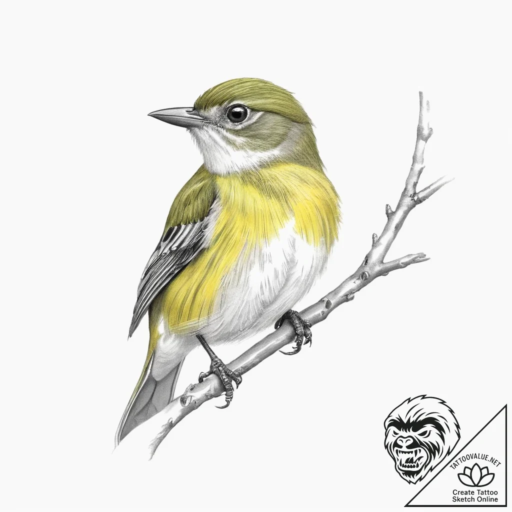 Tattoo sketch white-eyed vireo - tattoo sketch (№1756407219_0, 28.08.2025 18:53) — tattoovalue.net