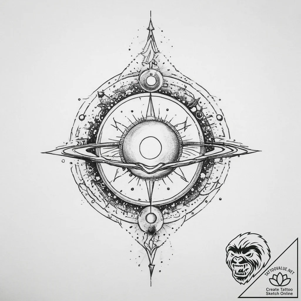 Tattoo sketch cosmic past - tattoo sketch (№1756408614_0, 28.08.2025 19:16) — tattoovalue.net