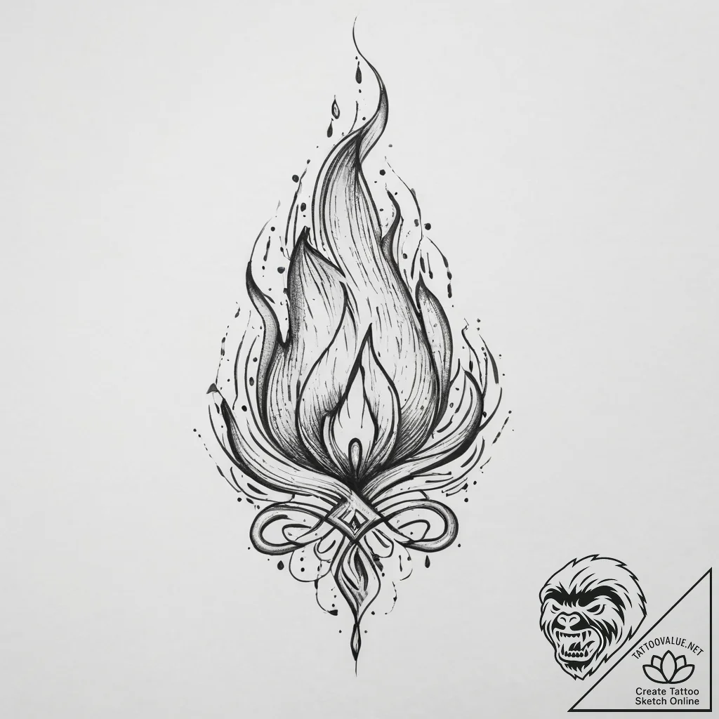 Tattoo sketch flame - tattoo sketch (№1756409220_0, 28.08.2025 19:27) — tattoovalue.net