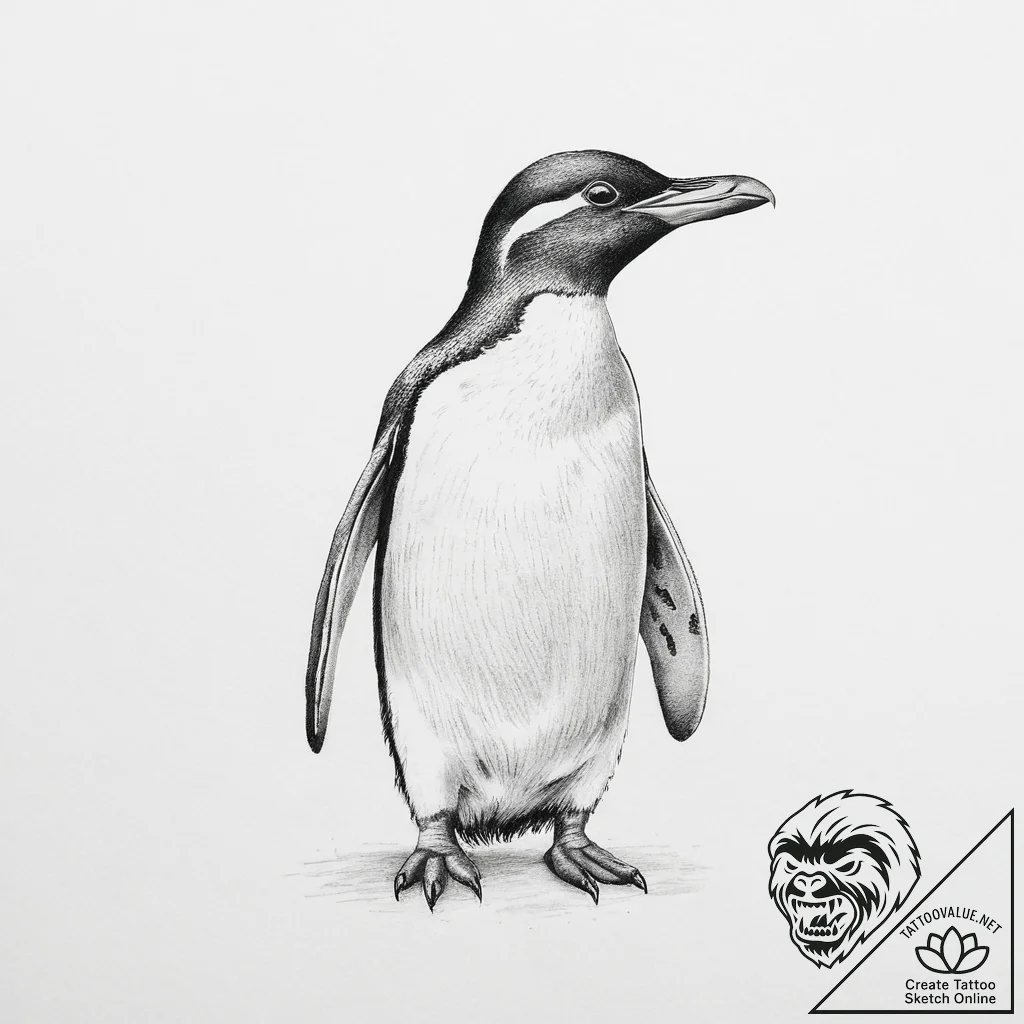 Tattoo sketch penguin - tattoo sketch (№1756410221_0, 28.08.2025 19:43) — tattoovalue.net