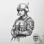 Tattoo sketch soldier with a key, tattoo line… – tattoo sketch (№1756410823_0, 28.08.2025 19:53) — tattoovalue.net