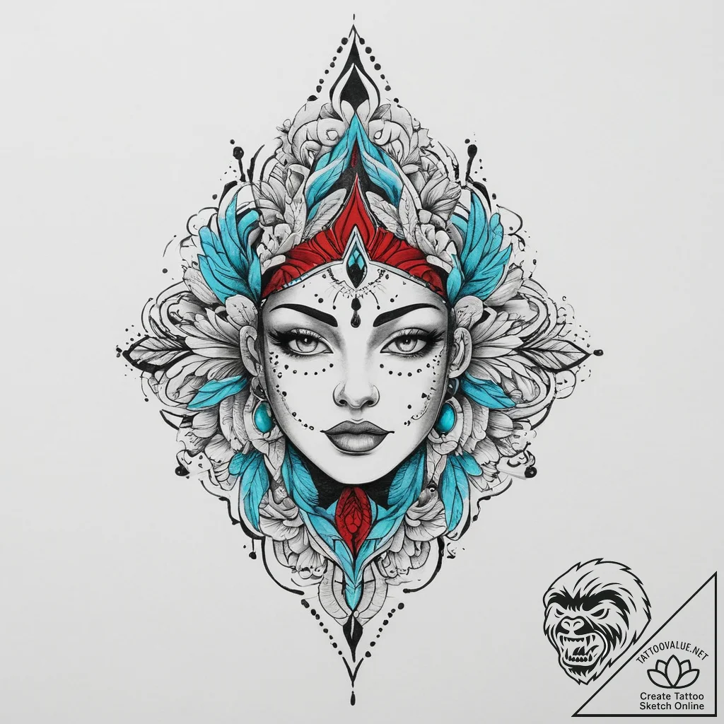 Tattoo sketch turquoise, ink illustration for... - tattoo sketch (№1756411823_0, 28.08.2025 20:10) — tattoovalue.net
