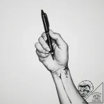 Tattoo sketch hands with a pen – tattoo sketch (№1756413019_0, 28.08.2025 20:30) — tattoovalue.net
