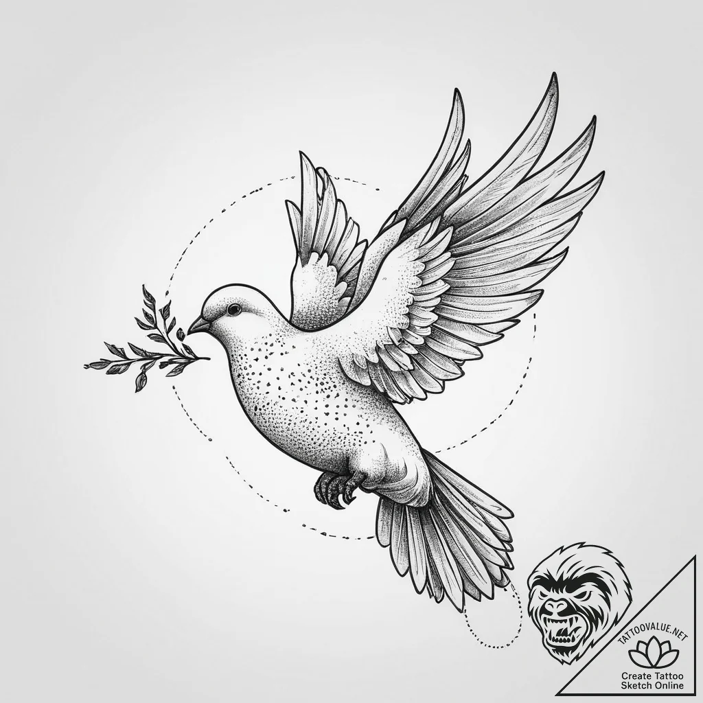 Tattoo sketch dove of peace, concept art for... - tattoo sketch (№1756416002_0, 28.08.2025 21:20) — tattoovalue.net
