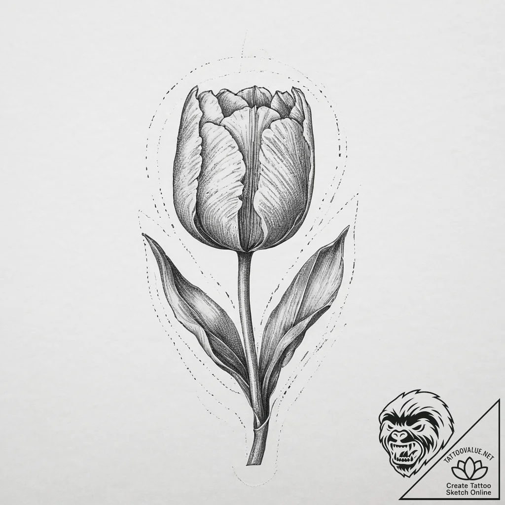 Tattoo sketch tulip with a quote, tattoo line... - tattoo sketch (№1756416399_0, 28.08.2025 21:26) — tattoovalue.net