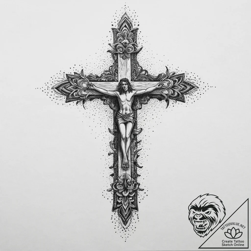 Tattoo sketch holy character, ink illustratio... - tattoo sketch (№1756416993_0, 28.08.2025 21:36) — tattoovalue.net