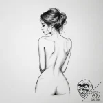 Tattoo sketch sensual back with a silhouette – tattoo sketch (№1756417192_0, 28.08.2025 21:39) — tattoovalue.net