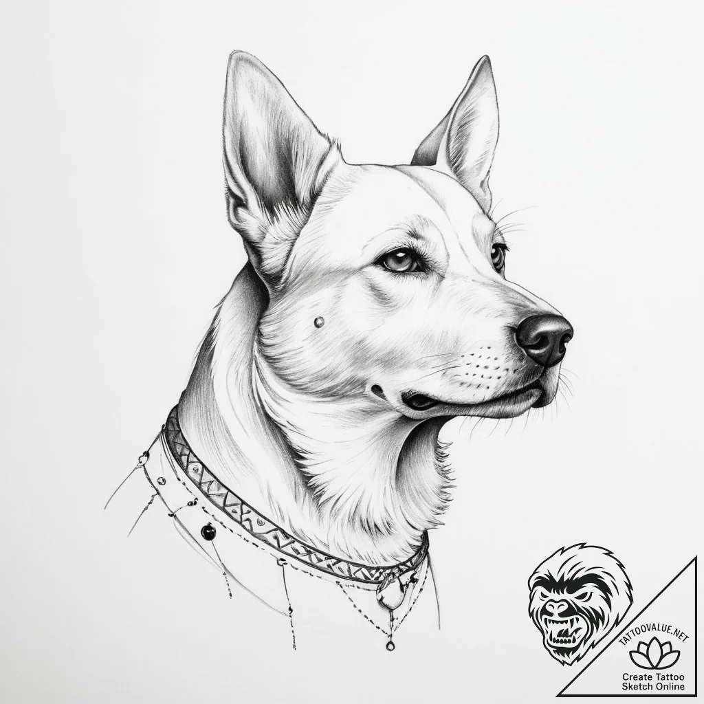 Tattoo sketch cosmic dog - tattoo sketch (№1756418985_0, 28.08.2025 22:09) — tattoovalue.net