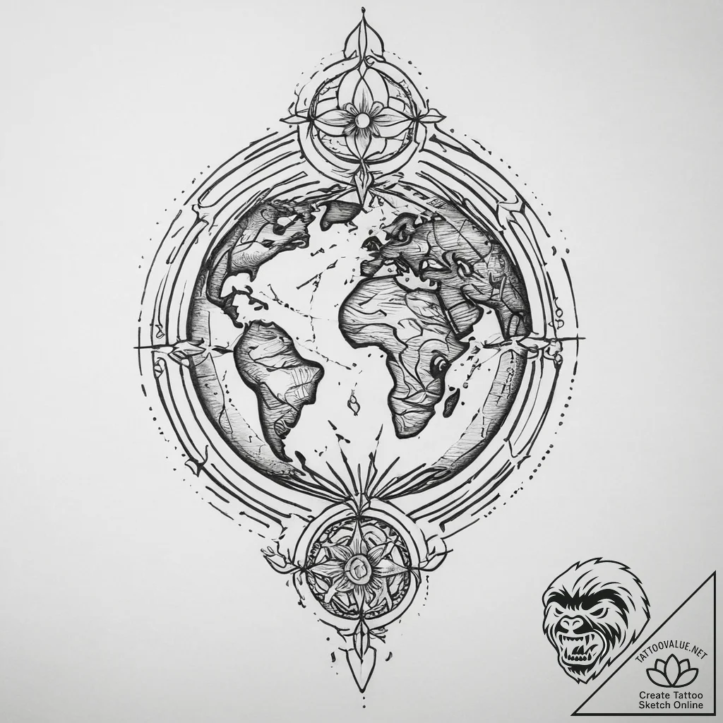 Tattoo sketch sacred earth - tattoo sketch (№1756421552_0, 28.08.2025 22:52) — tattoovalue.net