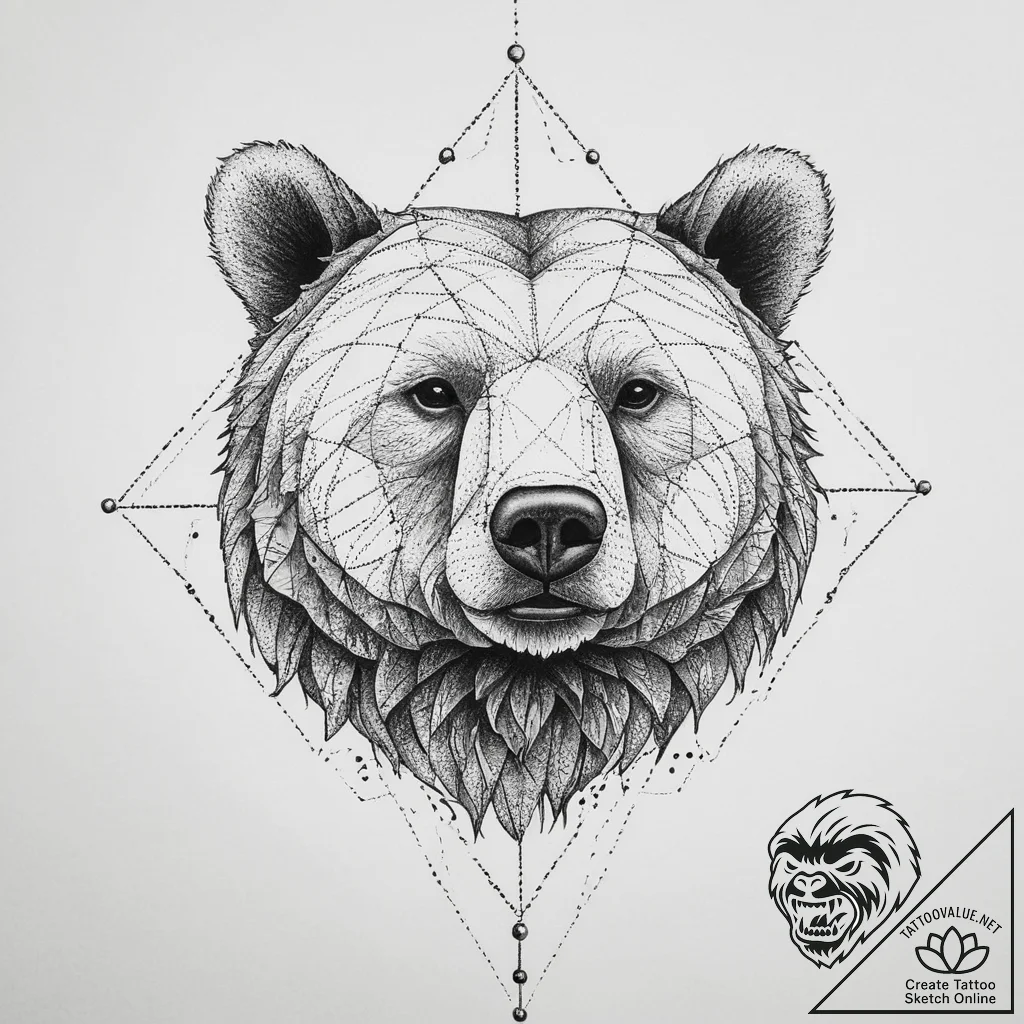 Tattoo sketch geometric медведь, artistic tat... - tattoo sketch (№1756422542_0, 28.08.2025 23:09) — tattoovalue.net