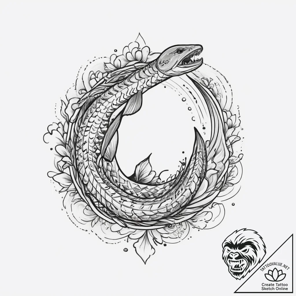 Tattoo sketch electric eel, ink illustration... - tattoo sketch (№1756423934_0, 28.08.2025 23:32) — tattoovalue.net