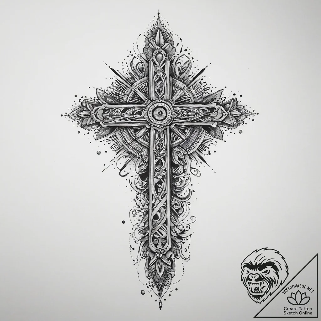 Tattoo sketch spiritual narrative, artistic t... - tattoo sketch (№1756424330_0, 28.08.2025 23:38) — tattoovalue.net