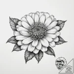 Tattoo sketch zinnia flower – tattoo sketch (№1756424954_0, 28.08.2025 23:49) — tattoovalue.net