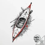 Tattoo sketch kayaking a kayak with a paddle,… – tattoo sketch (№1756425350_0, 28.08.2025 23:55) — tattoovalue.net