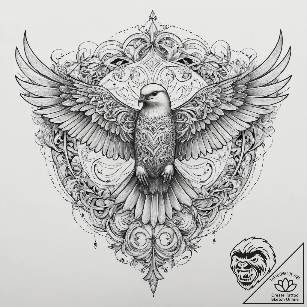 Tattoo sketch fulmar, concept art for tattoo,... - tattoo sketch (№1756425960_0, 29.08.2025 00:06) — tattoovalue.net