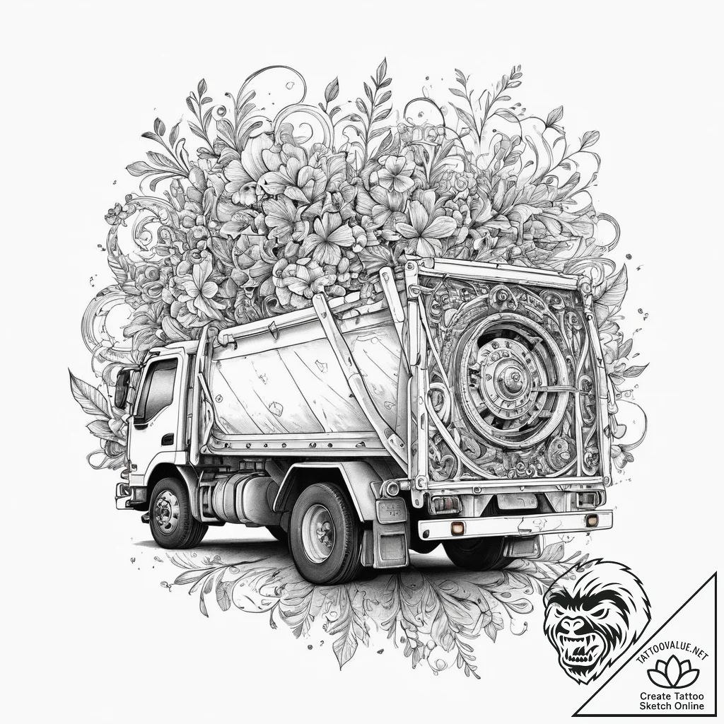 Tattoo sketch trash collector a person with a... - tattoo sketch (№1756426356_0, 29.08.2025 00:12) — tattoovalue.net