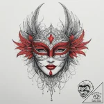 Tattoo sketch feathered mask tattoo, artistic… – tattoo sketch (№1756428341_0, 29.08.2025 00:45) — tattoovalue.net
