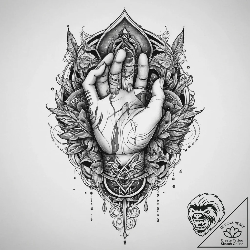 Tattoo sketch hands with a gangster, ink illu... - tattoo sketch (№1756429133_0, 29.08.2025 00:58) — tattoovalue.net