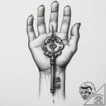 Tattoo sketch hands with a key, tattoo flash… – tattoo sketch (№1756429330_0, 29.08.2025 01:02) — tattoovalue.net