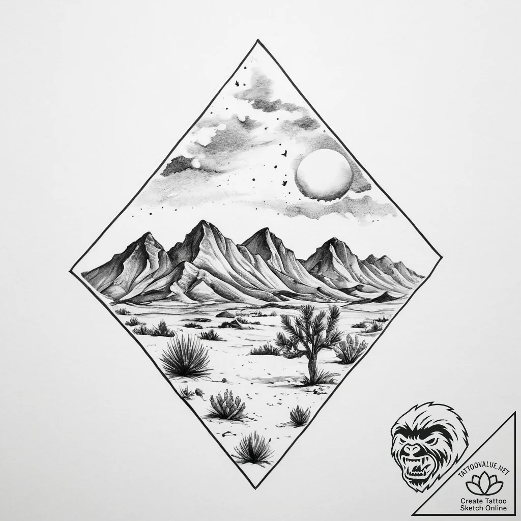 Tattoo sketch desert - tattoo sketch (№1756430125_0, 29.08.2025 01:15) — tattoovalue.net