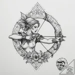 Tattoo sketch elf shooting bow, artistic tatt… – tattoo sketch (№1756430718_0, 29.08.2025 01:25) — tattoovalue.net
