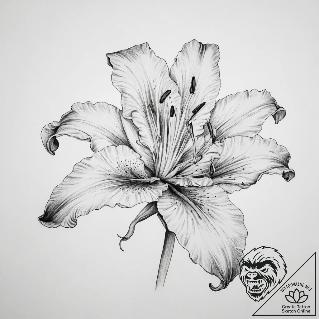 Tattoo sketch lily, tattoo sketch design, rea... - tattoo sketch (№1756431116_0, 29.08.2025 01:31) — tattoovalue.net