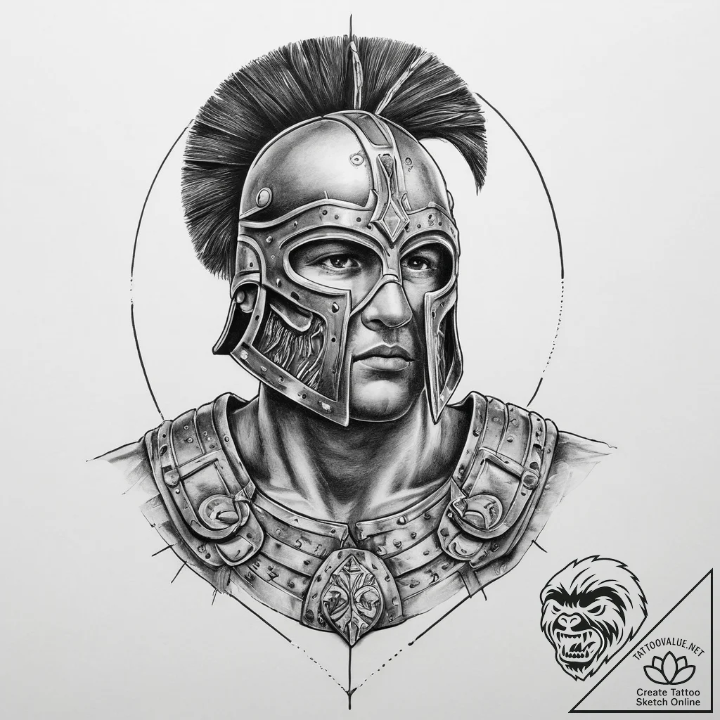 Tattoo sketch gladiator net - tattoo sketch (№1756431712_0, 29.08.2025 01:41) — tattoovalue.net