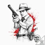 Tattoo sketch butch cassidy with a gun, conce… – tattoo sketch (№1756432109_0, 29.08.2025 01:48) — tattoovalue.net