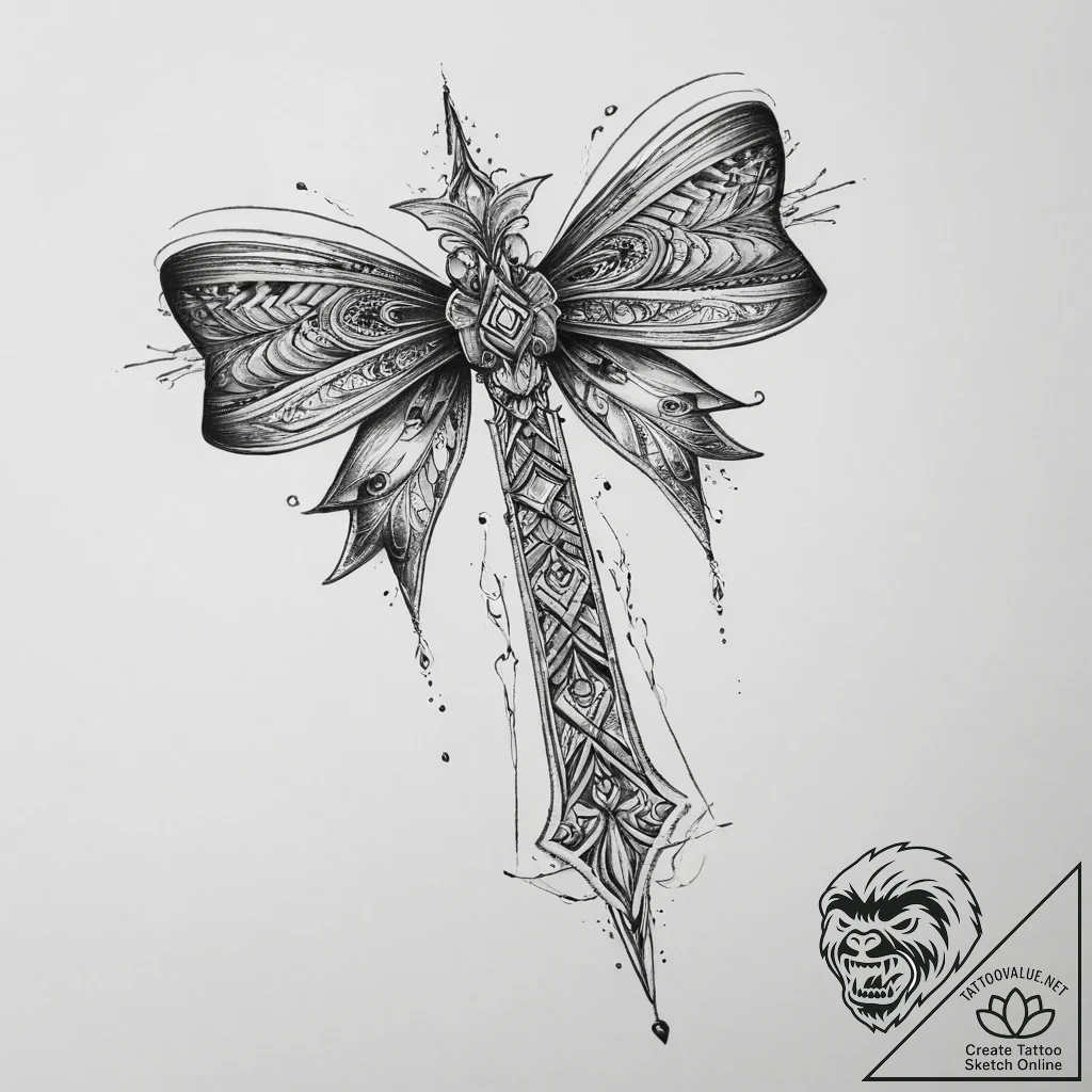 Tattoo sketch hunting a person with a bow, co... - tattoo sketch (№1756435485_0, 29.08.2025 02:44) — tattoovalue.net