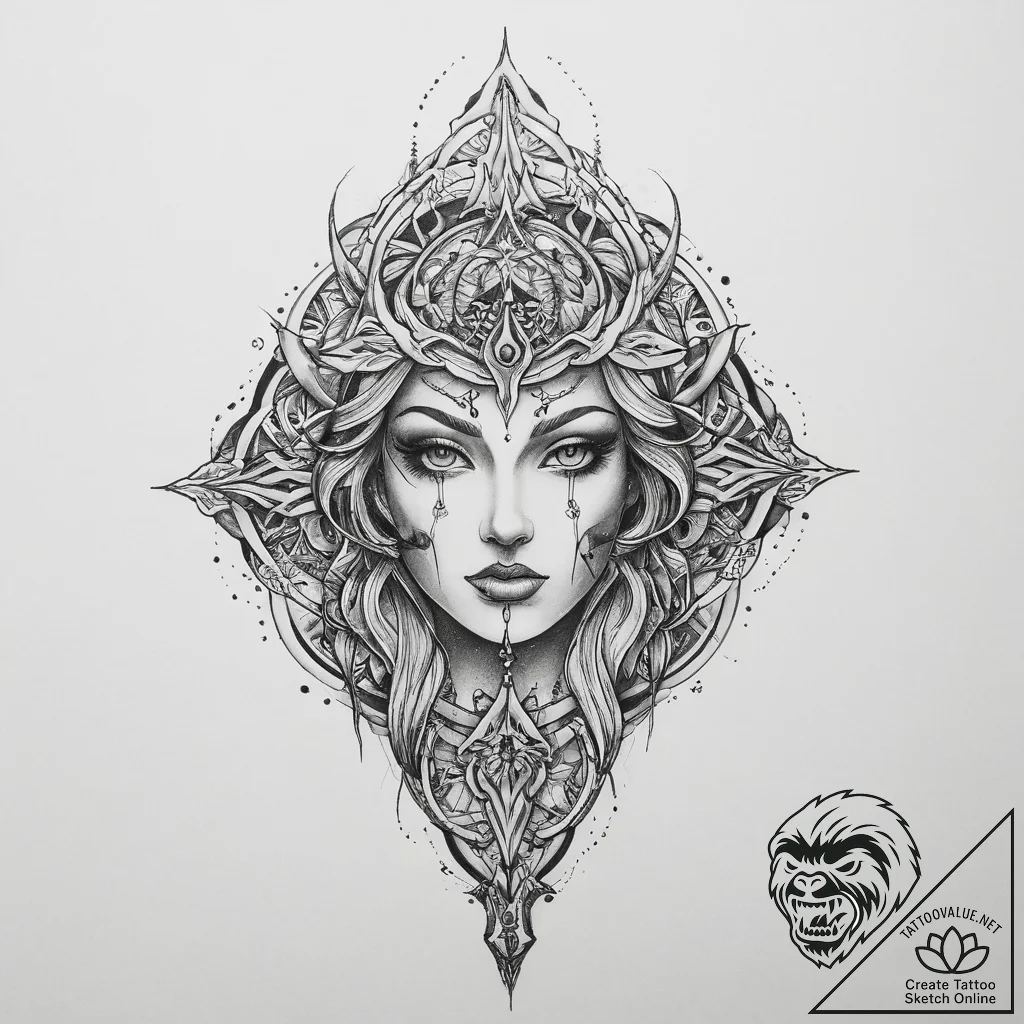 Tattoo sketch mystical strength - tattoo sketch (№1756435883_0, 29.08.2025 02:51) — tattoovalue.net