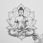 Tattoo sketch buddha in lotus pose – tattoo sketch (№1756436871_0, 29.08.2025 03:07) — tattoovalue.net