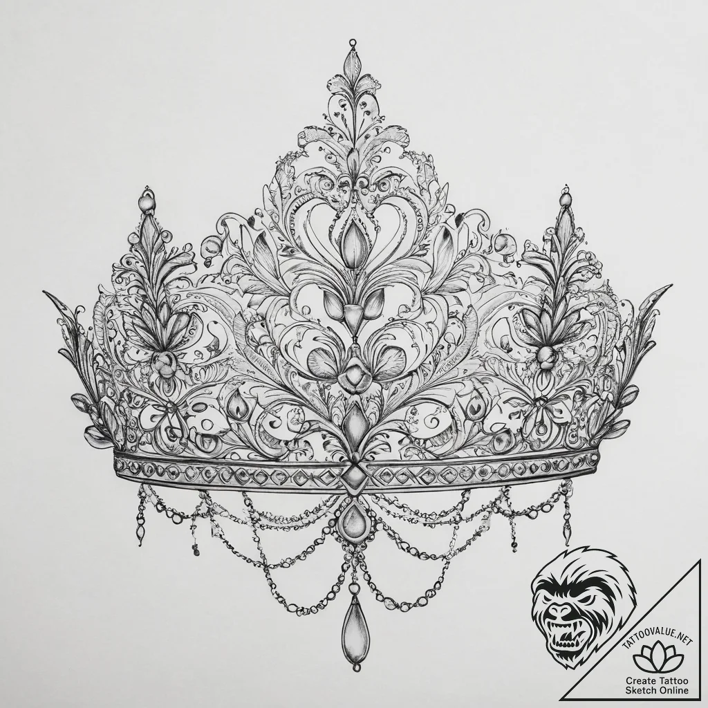 Tattoo sketch tiara, tattoo sketch design, fi... - tattoo sketch (№1756437669_0, 29.08.2025 03:21) — tattoovalue.net