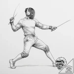Tattoo sketch fencing a person in action – tattoo sketch (№1756438066_0, 29.08.2025 03:27) — tattoovalue.net