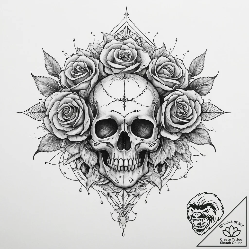 Tattoo sketch узор в виде черепа с воздухом,... - tattoo sketch (№1756439059_0, 29.08.2025 03:44) — tattoovalue.net