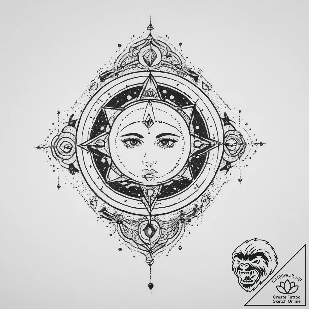 Tattoo sketch cosmic myth, artistic tattoo sk... - tattoo sketch (№1756439457_0, 29.08.2025 03:50) — tattoovalue.net