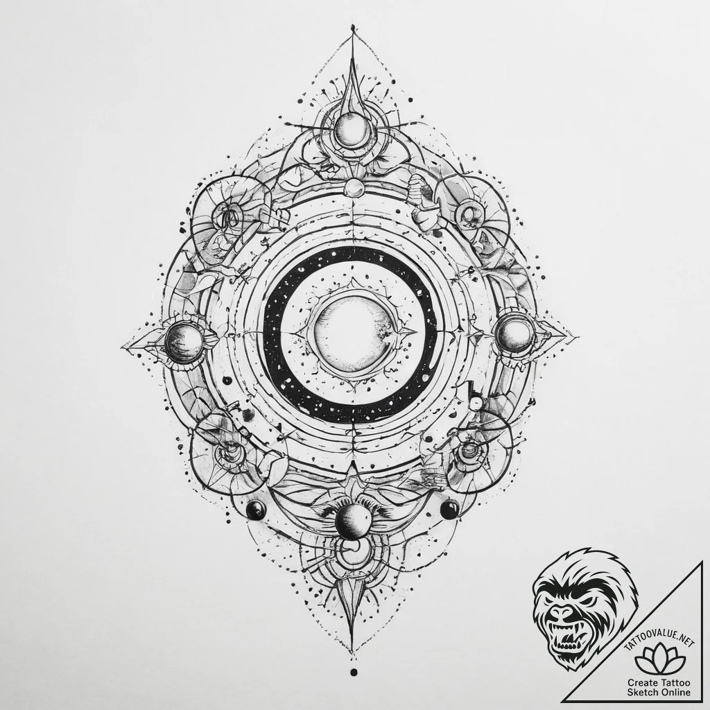 Tattoo sketch cosmic universe - tattoo sketch (№1756439851_0, 29.08.2025 03:57) — tattoovalue.net
