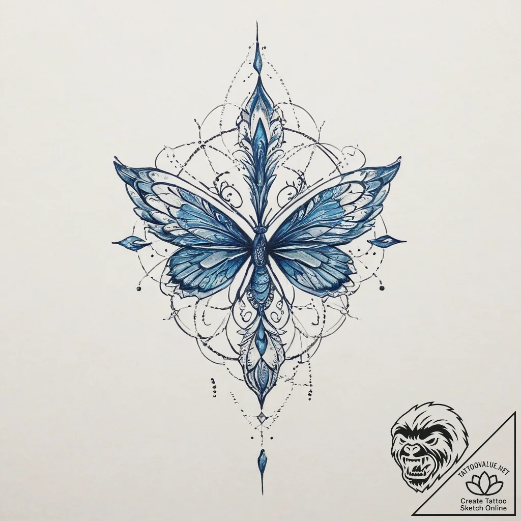 Tattoo sketch blue, tattoo sketch design, on... - tattoo sketch (№1756440443_0, 29.08.2025 04:07) — tattoovalue.net