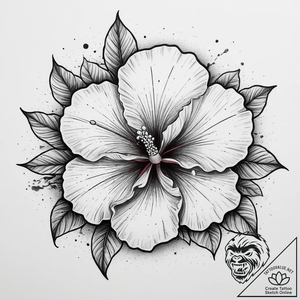 Tattoo sketch hibiscus, artistic tattoo sketc... - tattoo sketch (№1756441628_0, 29.08.2025 04:27) — tattoovalue.net