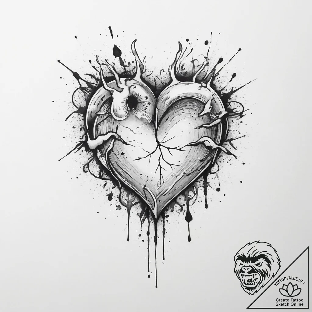 Tattoo sketch heart, tattoo flash sheet desig... - tattoo sketch (№1756443409_0, 29.08.2025 04:56) — tattoovalue.net