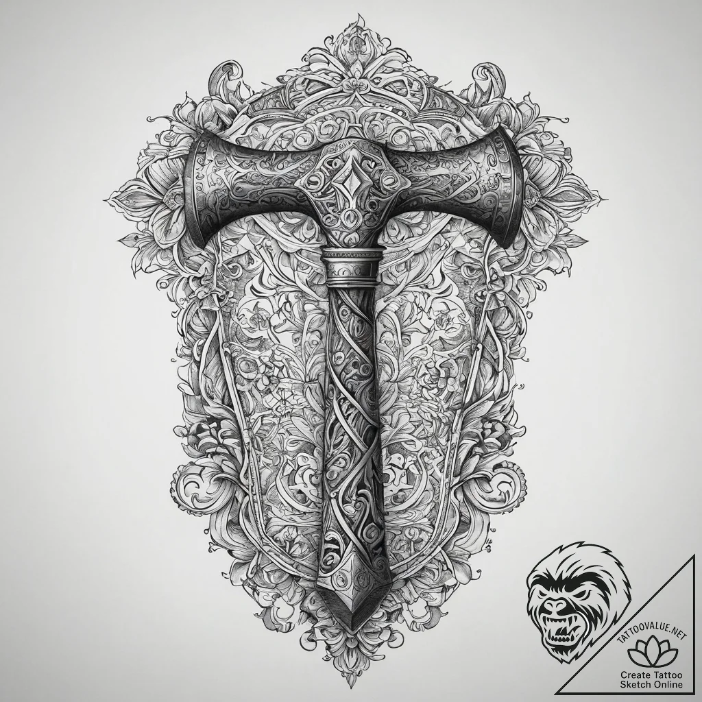 Tattoo sketch blacksmith anvil and hammer, ar... - tattoo sketch (№1756443606_0, 29.08.2025 05:00) — tattoovalue.net