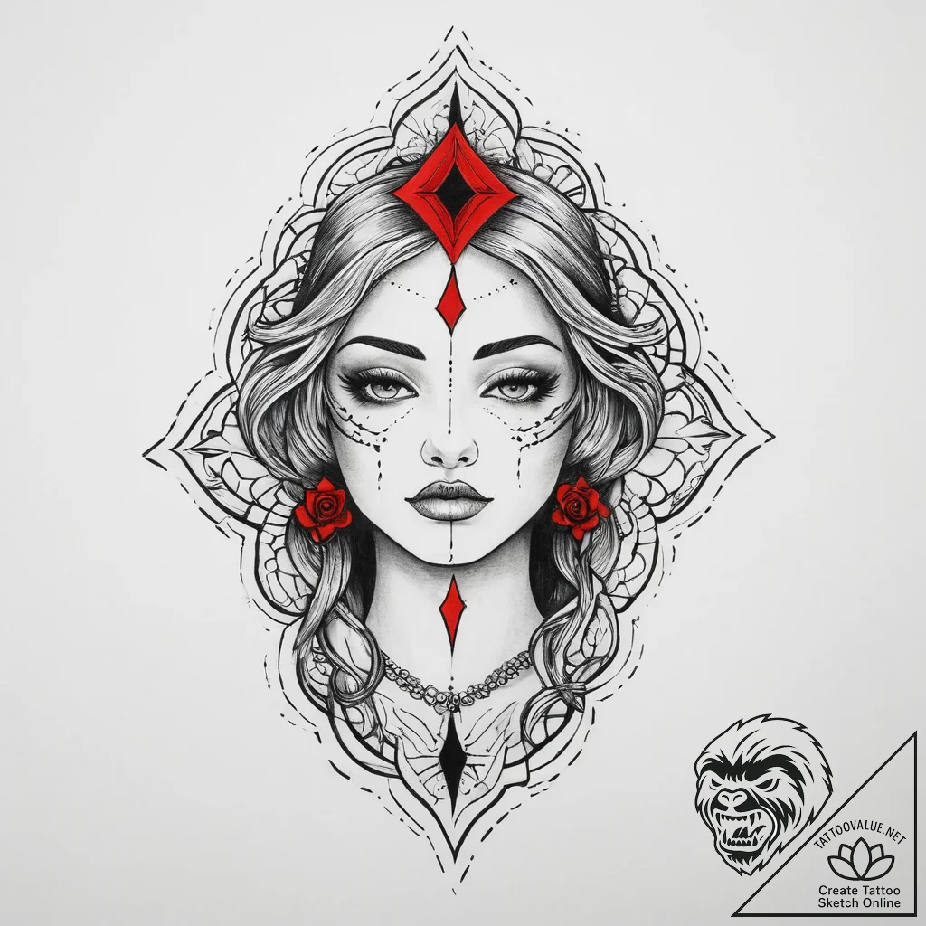 Tattoo sketch blessed portrayal, tattoo drawi... - tattoo sketch (№1756444398_0, 29.08.2025 05:13) — tattoovalue.net
