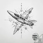 Tattoo sketch cosmic plane – tattoo sketch (№1756445586_0, 29.08.2025 05:33) — tattoovalue.net