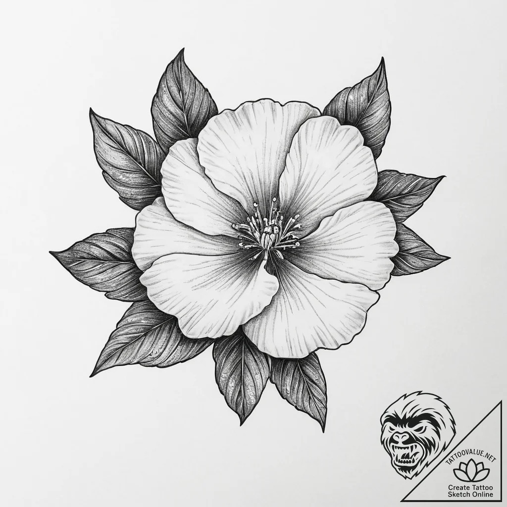 Tattoo sketch primrose flower - tattoo sketch (№1756445783_0, 29.08.2025 05:36) — tattoovalue.net