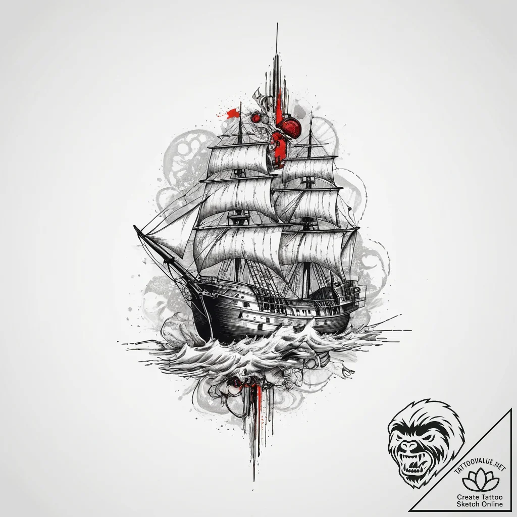 Tattoo sketch ship, tattoo drawing outline, m... - tattoo sketch (№1756445978_0, 29.08.2025 05:39) — tattoovalue.net