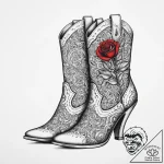 Tattoo sketch boots with a rose, concept art… – tattoo sketch (№1756446965_0, 29.08.2025 05:56) — tattoovalue.net