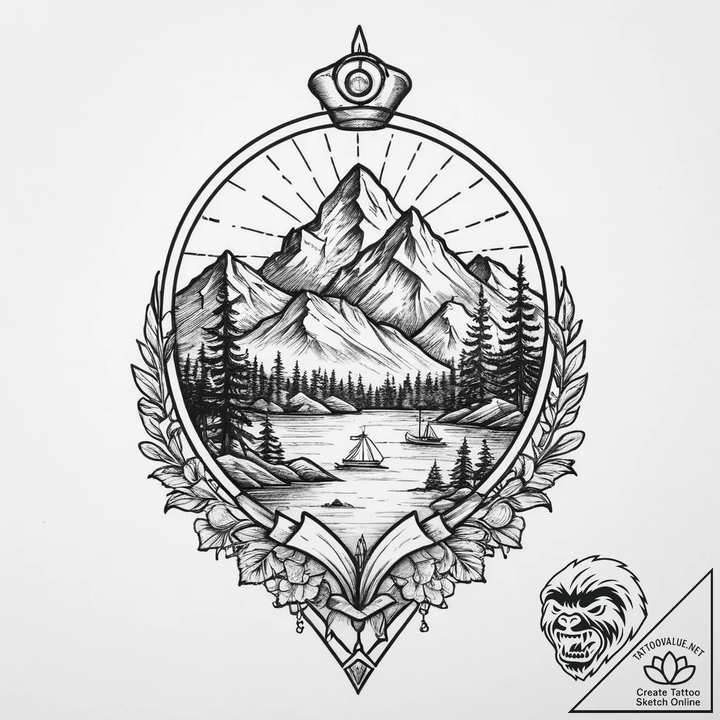 Tattoo sketch mountain, artistic tattoo sketc... - tattoo sketch (№1756447955_0, 29.08.2025 06:12) — tattoovalue.net