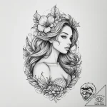 Tattoo sketch mermaid with a flower – tattoo sketch (№1756448153_0, 29.08.2025 06:15) — tattoovalue.net