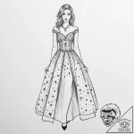 Tattoo sketch prom dress with a star – tattoo sketch (№1756448745_0, 29.08.2025 06:25) — tattoovalue.net